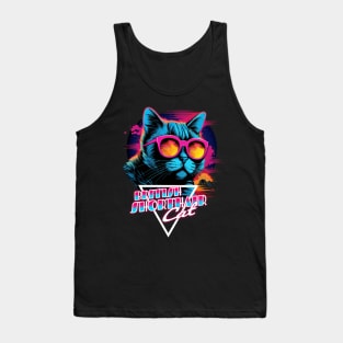 Retro Wave British Shorthair Cat Miami Shirt Tank Top